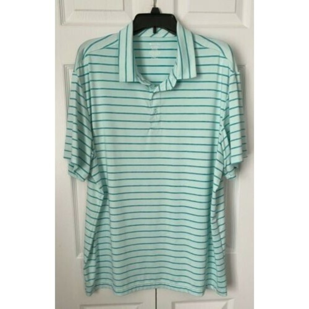 NWT Mens Members Mark Active Performance Polo 30 UPF Teal Size Small